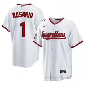 White Amed Rosario #1 Guardians Baseball Embroidery Jersey | Professional Men Fit u6s3u566