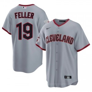 Bob Feller #19 Cleveland Baseball Jersey | Official Men Gray Stitch Edition 3oI88878