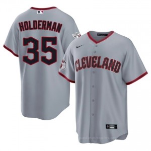 Cleveland Guardians Colin Holderman #35 Gray Men Baseball Jersey | 2026 Season Pro-Grade Y2fa2S71