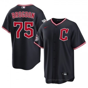 Cleveland Guardians Connor Brogdon #75 Navy Men Baseball Jersey | 2026 Season Authentic 00474O48