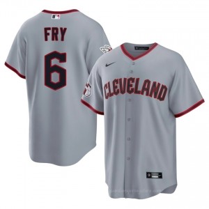 David Fry #6 Cleveland Baseball Jersey | Iconic Men Gray Stitch Edition UuwdJ681
