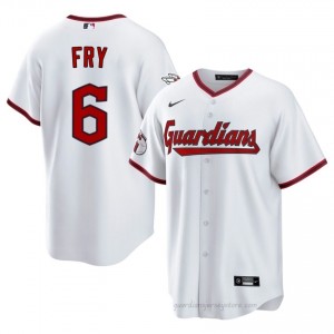 Cleveland Guardians David Fry #6 White Men Baseball Jersey | 2026 Season Authentic f2br7028