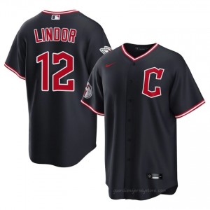 Cleveland Guardians Francisco Lindor #12 Navy Men Baseball Jersey | 2026 Season Authentic G527gf86