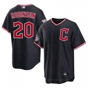 Navy Frank Robinson #20 Guardians Baseball Stitch Jersey | Limited Men Fit 714hD835