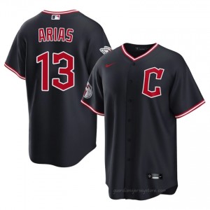 Gabriel Arias #13 Cleveland Baseball Jersey | Official Men Navy Stitch Edition 1W3yWY39