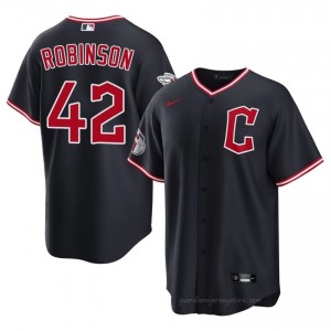 Jackie Robinson #42 Cleveland Baseball Jersey | Durable Men Navy Stitch Edition C7321310