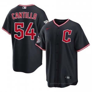 Joey Cantillo #54 Cleveland Baseball Jersey | Iconic Men Navy Stitch Edition i0BEmG33