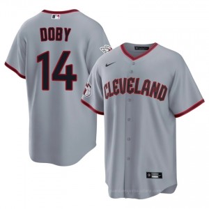Gray Larry Doby #14 Guardians Baseball Stitch Jersey | Limited Men Fit 6573DI90