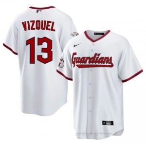 Omar Vizquel #13 Cleveland Baseball Jersey | Official Men White Embroidery Edition cMtH0776