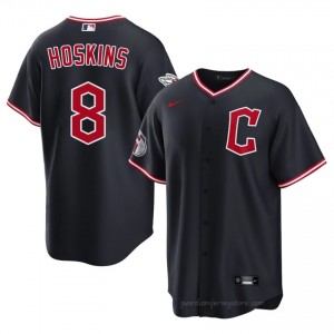 Navy Rhys Hoskins #8 Guardians Baseball Stitch Jersey | Limited Men Fit Gm3W6319