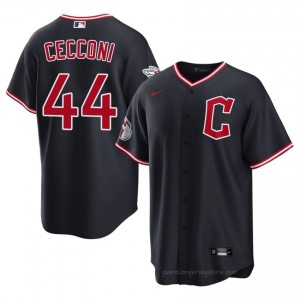#44 Slade Cecconi Game-Day Men Baseball Jersey | CLE Guardians Navy Fan Gear yQ814N99