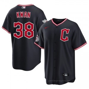 #38 Steven Kwan Classic Men Baseball Jersey | CLE Guardians Navy Fan Gear 020X8w79