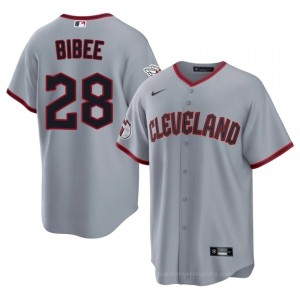 #28 Tanner Bibee Game-Day Men Baseball Jersey | CLE Guardians Gray Fan Gear 2IJ6L043