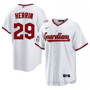 #29 Tim Herrin Classic Men Baseball Jersey | CLE Guardians White Fan Gear K3i4q078