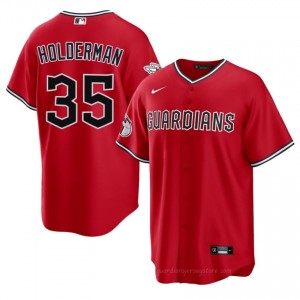 #35 Colin Holderman Classic Men Baseball Jersey | CLE Guardians Red Fan Gear xsot1043