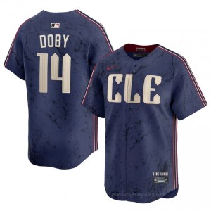 Navy Larry Doby #14 Guardians Baseball City Connect Embroidery Jersey | MLB Men Fit 1582I213