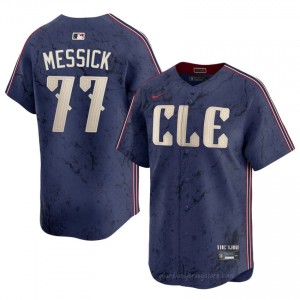 Parker Messick #77 Cleveland City Connect Baseball Jersey | Durable Men Navy Embroidery Edition 5x0Fw869