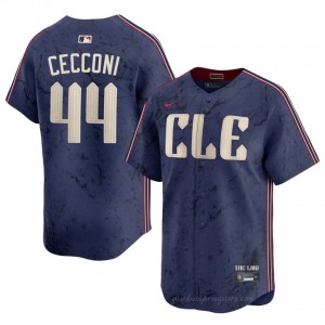 Slade Cecconi #44 Cleveland City Connect Baseball Jersey | Iconic Men Navy Embroidery Edition I4EAg277