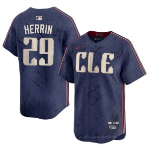 Navy Tim Herrin #29 Guardians Baseball City Connect Embroidery Jersey | Professional Men Fit erg56e40