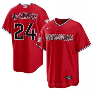 Triston McKenzie #24 Cleveland Baseball Jersey | Durable Men Red Stitched Edition 7D032S36