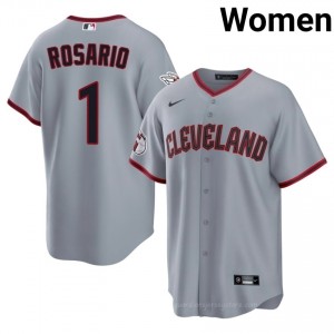 Gray Amed Rosario #1 Guardians Baseball Stitched Jersey | Limited Women Fit 5sX36S77