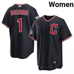Cleveland Guardians Amed Rosario #1 Navy Women Baseball Jersey | 2026 Season Game FLwb0796