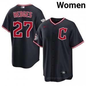 #27 Austin Hedges Classic Women Baseball Jersey | CLE Guardians Navy Fan Gear bCv81J47