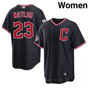 Navy Bo Naylor #23 Guardians Baseball Stitched Jersey | Premium Women Fit jiLc7U58