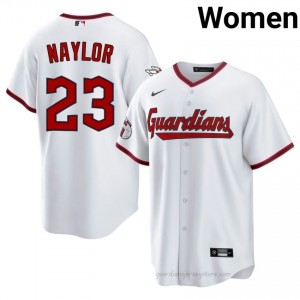Bo Naylor #23 Cleveland Baseball Jersey | Exclusive Women White Stitch Edition 28E88218