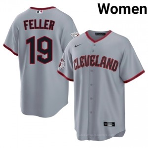 Cleveland Guardians Bob Feller #19 Gray Women Baseball Jersey | 2026 Season Pro-Grade 7552N691