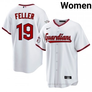 White Bob Feller #19 Guardians Baseball Stitch Jersey | Premium Women Fit 65657C46