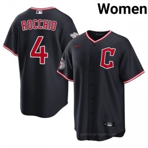 #4 Brayan Rocchio Replica Women Baseball Jersey | CLE Guardians Navy Fan Gear 6W35W320