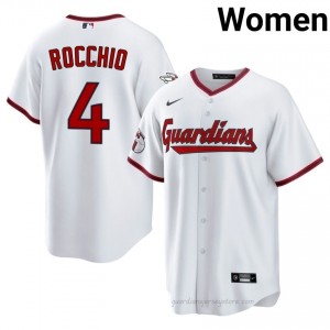 Cleveland Guardians Brayan Rocchio #4 White Women Baseball Jersey | 2026 Season Authentic 67641p36