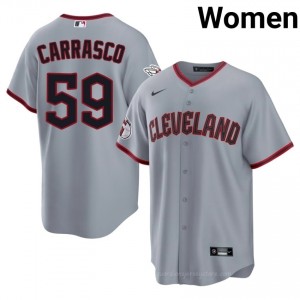 Carlos Carrasco #59 Cleveland Baseball Jersey | Iconic Women Gray Stitched Edition 2t38d536