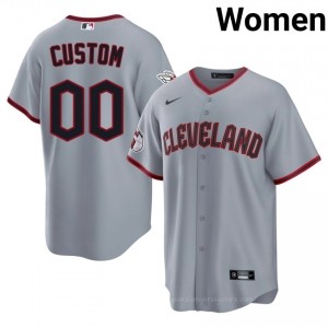 #00 Custom Classic Women Baseball Jersey | CLE Guardians Gray Fan Gear 2G5lvt16