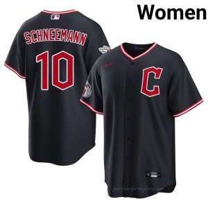 Navy Daniel Schneemann #10 Guardians Baseball Stitched Jersey | Limited Women Fit 2D643228