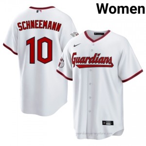 Daniel Schneemann #10 Cleveland Baseball Jersey | Iconic Women White Stitch Edition 82206521