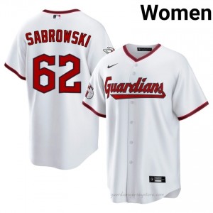 Erik Sabrowski #62 Cleveland Baseball Jersey | Durable Women White Stitch Edition dB430f15