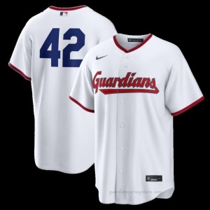 Cleveland Guardians Jackie Robinson Day #42 White Women Baseball Jersey | 2026 Season Pro-Grade ptnr3545
