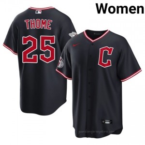 Cleveland Guardians Jim Thome #25 Navy Women Baseball Jersey | 2026 Season Genuine 1228K334