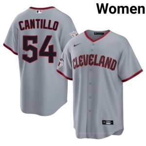 Gray Joey Cantillo #54 Guardians Baseball Stitched Jersey | Limited Women Fit 841R8637