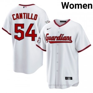 #54 Joey Cantillo Replica Women Baseball Jersey | CLE Guardians White Fan Gear ey5SpL69