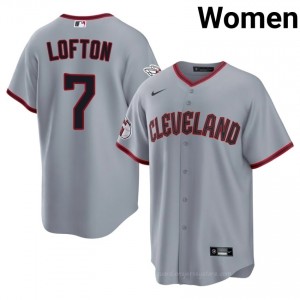 Gray Kenny Lofton #7 Guardians Baseball Stitched Jersey | MLB Women Fit vDMt0M26