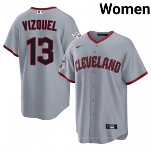 Omar Vizquel #13 Cleveland Baseball Jersey | Exclusive Women Gray Stitched Edition 7AU55W19