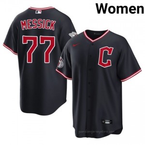 Parker Messick #77 Cleveland Baseball Jersey | Iconic Women Navy Stitched Edition 72k00415