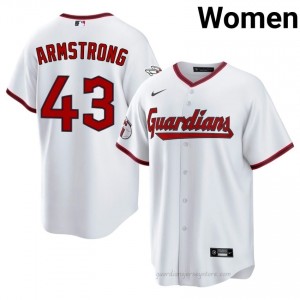 White Shawn Armstrong #43 Guardians Baseball Stitch Jersey | MLB Women Fit L2oQg127