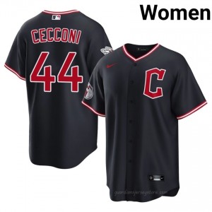 Slade Cecconi #44 Cleveland Baseball Jersey | Official Women Navy Stitched Edition 7k5vs626