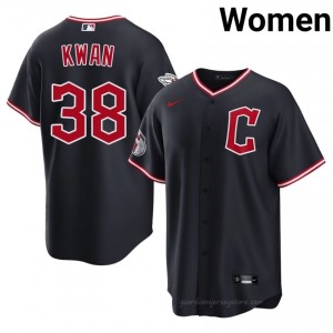 Steven Kwan #38 Cleveland Baseball Jersey | Iconic Women Navy Stitched Edition 76yi8456