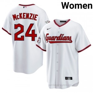 Triston McKenzie #24 Cleveland Baseball Jersey | Iconic Women White Stitch Edition 8VEGqv17