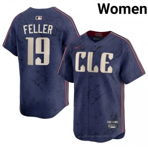 Cleveland Guardians Bob Feller #19 Navy Women City Connect Baseball Jersey | 2026 Season Genuine enW42X17